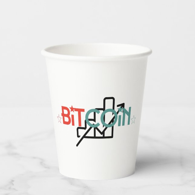 Gobelets En Papier "Conception Bitcoin Marché Haussier Rouge Vert Gra (Recto)