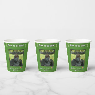 Gobelets En Papier Conception d'anniversaire de gorille de jungle sau