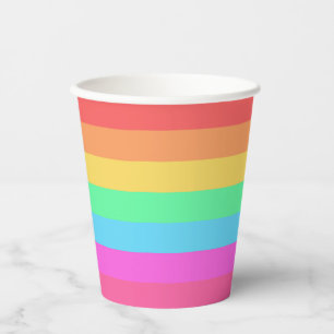 Gobelets En Papier Conception de bandes de couleurs arc-en-ciel paste
