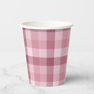 Gobelets En Papier Conception de carreaux à carreaux à gingham rose