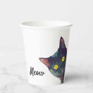 Gobelets En Papier Conception de chat Cute Peeeking
