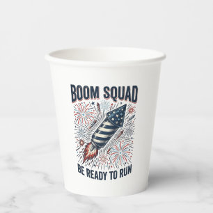 Gobelets En Papier Conception de chemise vintage Boom Squad Feu d'art