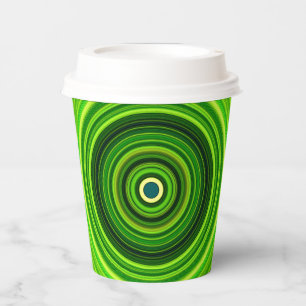 Gobelets En Papier Conception de Mandala vert géométrique