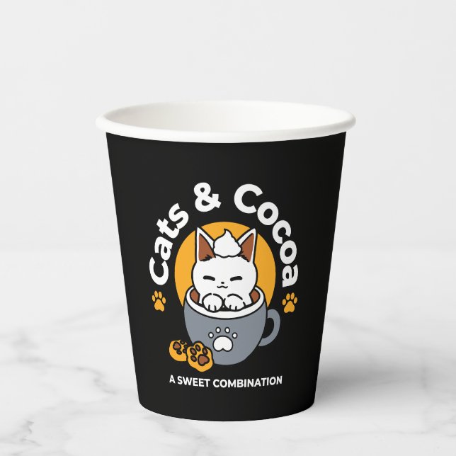 Gobelets En Papier Conception de Mug de vacances avec Cosy Cat et Paw (Recto)