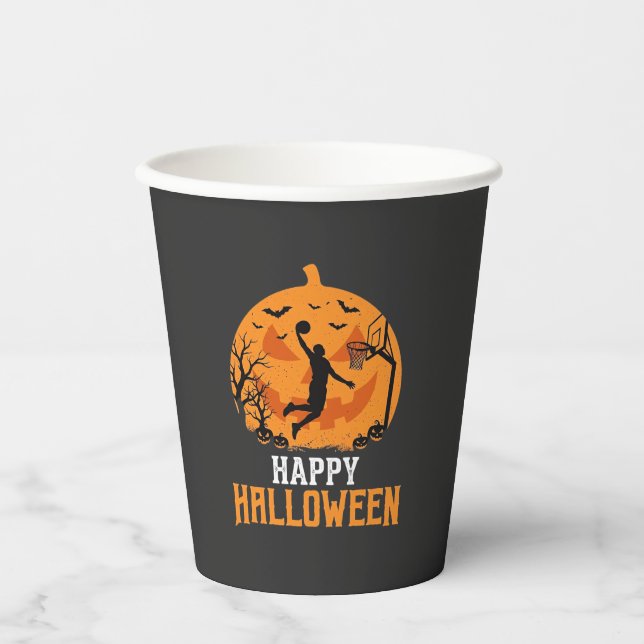 Gobelets En Papier Conception de panier de basketball Halloween Dunk  (Recto)