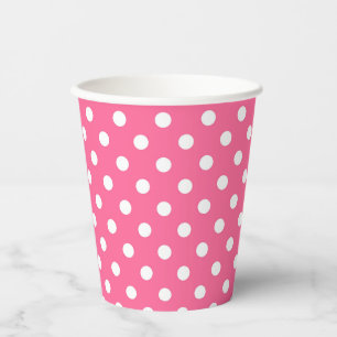 Gobelets En Papier Conception de points polka blancs roses