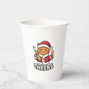 Gobelets En Papier Conception de vecteur de chat de Noël Cheers