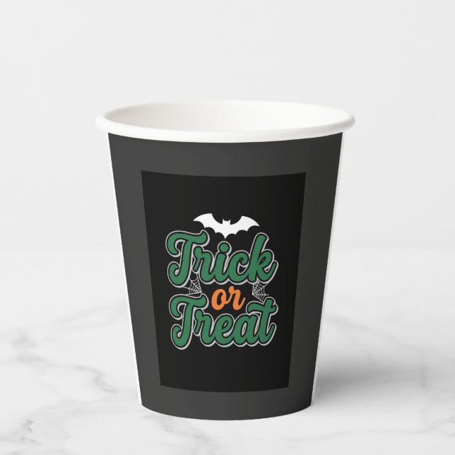 Gobelets En Papier Conception de Web de chauve-souris de Trick or Tre (Recto)