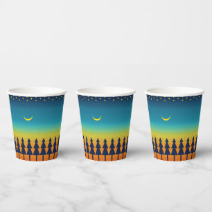Gobelets En Papier Conception des pins sunset et de la lune du sud-ou