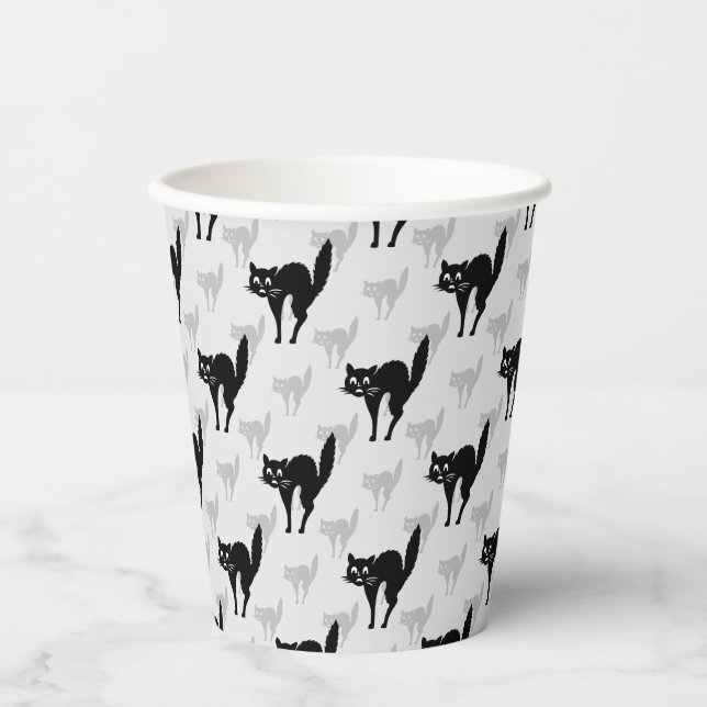 Gobelets En Papier Conception d'ombre de chat noir (Recto)