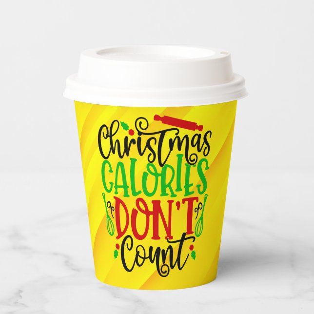Gobelets En Papier Conception drôle de Noël : les calories ne compten (Recto)