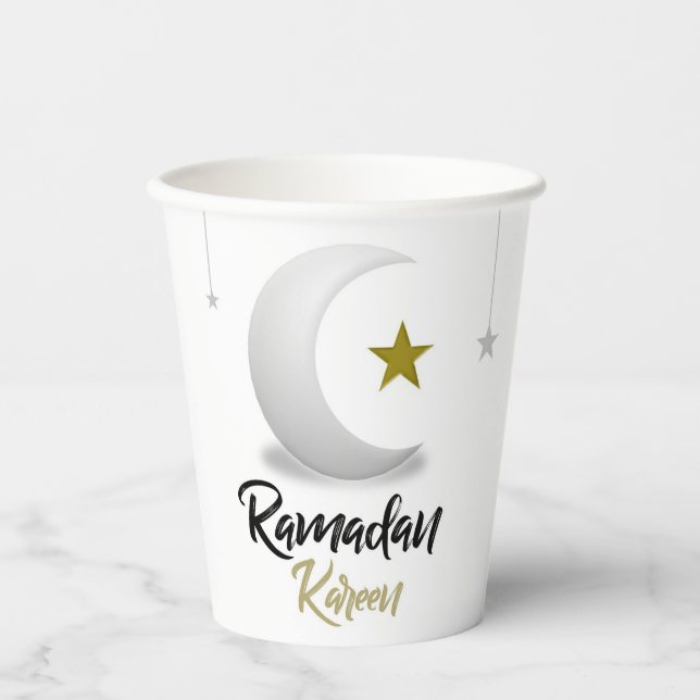 Gobelets En Papier Conception du croissant Ramadan Kareem - Mubarak i (Recto)