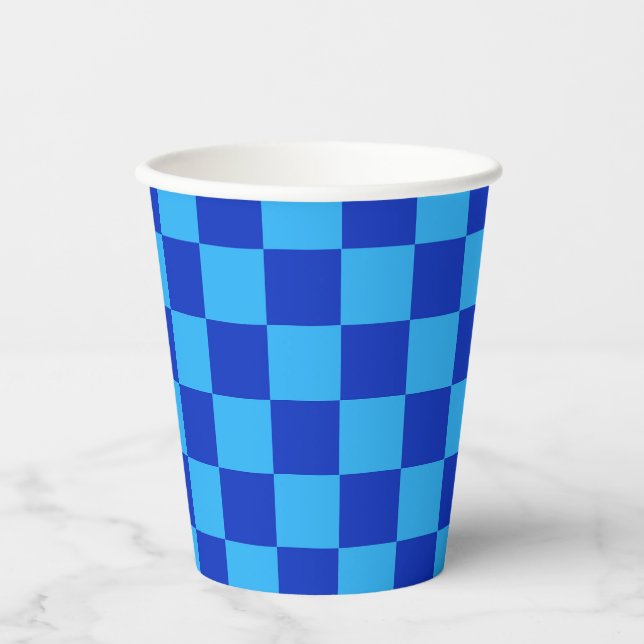 Gobelets En Papier Conception du vérificateur bleu clair et foncé (Recto)