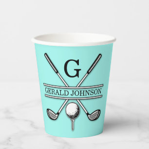 Gobelets En Papier Conception minimaliste de monogramme de golf perso