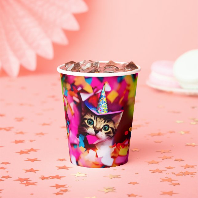 Gobelets En Papier Confetti Mater Kitty - Anniversaire Tasses Papier  (Insitu)
