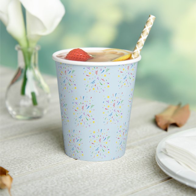 Gobelets En Papier Confettis Bleus 1er Anniversaire (Insitu)