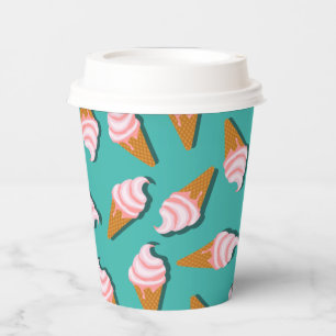 Gobelets En Papier Congés gaufres crème glacée et motif de yaourt con