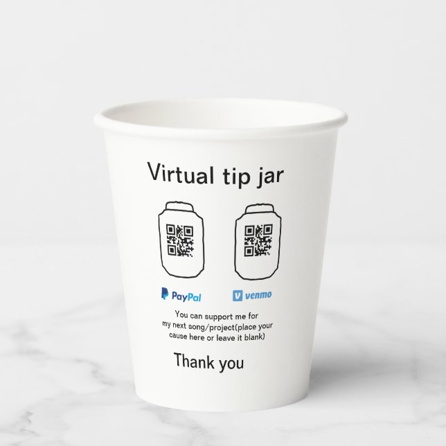 Gobelets En Papier Conseil virtuel jar q r code argent don PayPal ven (Recto)
