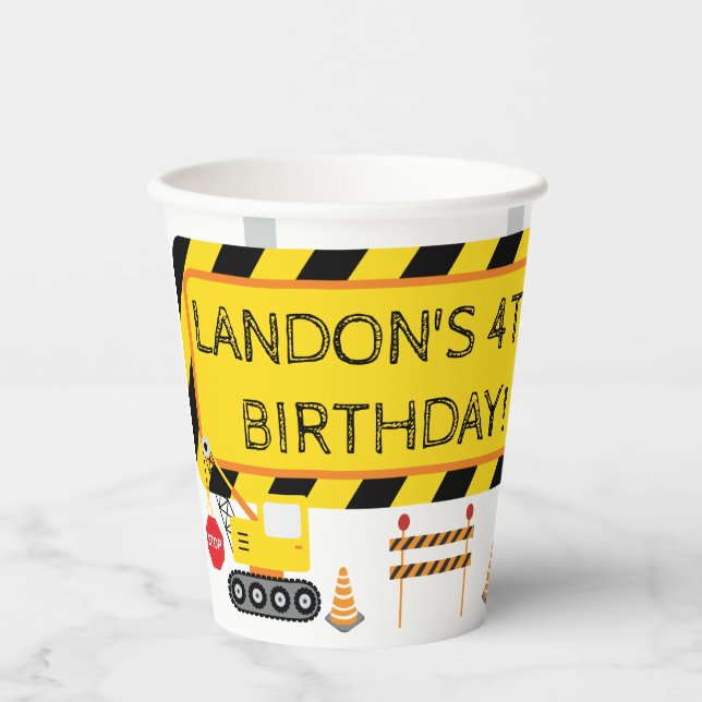 Gobelets En Papier Construction Anniversaire Fermer La Route (Recto)