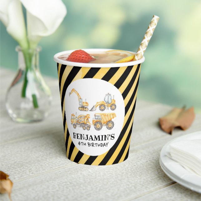 Gobelets En Papier Construction Anniversaire Truck Party (Insitu)