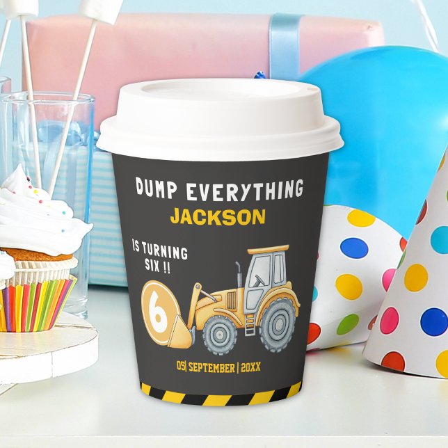 Gobelets En Papier Construction Birthday Paper Cups Turning Six (Créateur téléchargé)