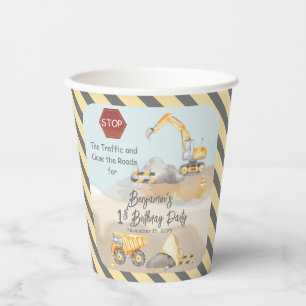 Gobelets En Papier Construction Dump Truck Boy fête le 1er anniversai