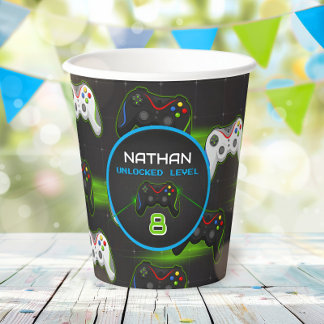 Gobelets En Papier Contrôleur de niveau de jeu vidéo haut de la fête 