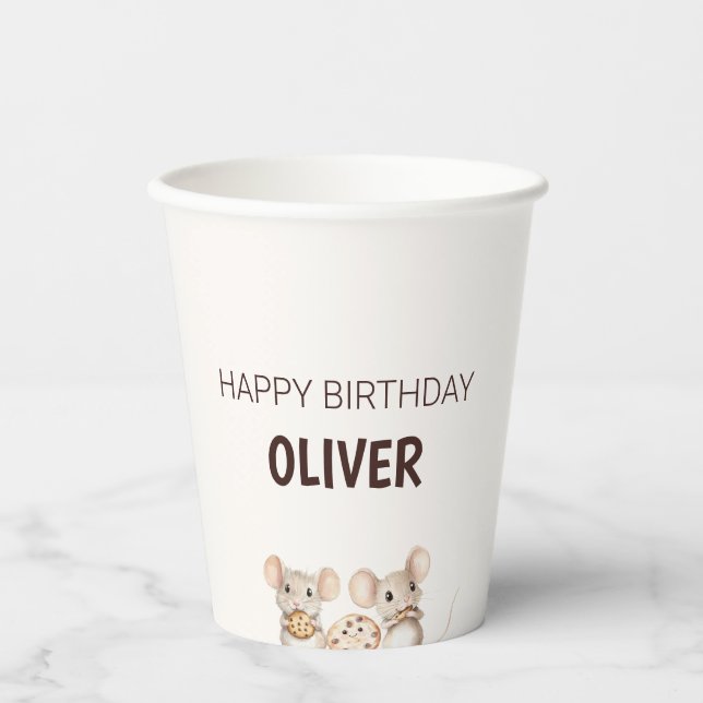 Gobelets En Papier Cookie Souris Thème Kid Party Paper Cup (Recto)