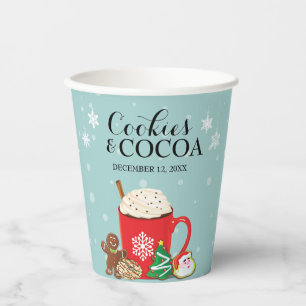 Gobelets En Papier Cookies et cacao Fête de Noël