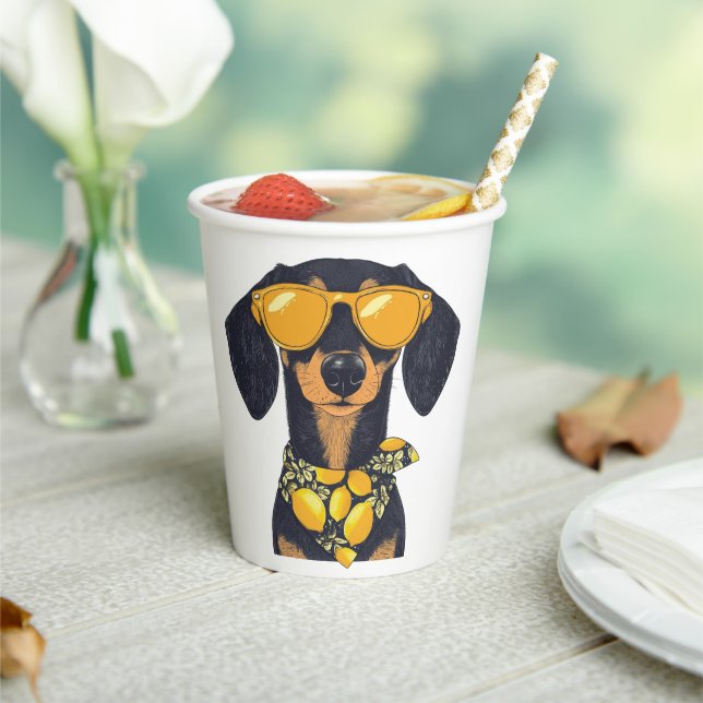 Gobelets En Papier Cool Dachshund Dog Sunglasses Lemons (Insitu)