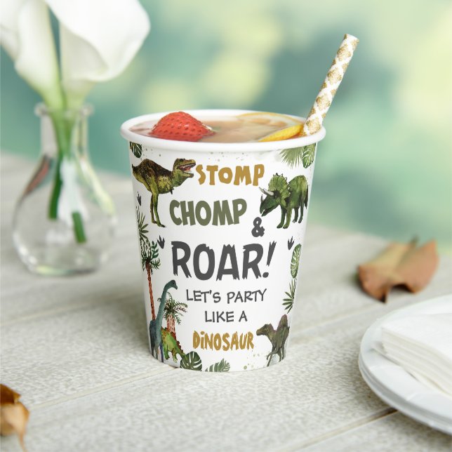 Gobelets En Papier Cool Dinosaures Jurassic Boy Anniversaire (Insitu)