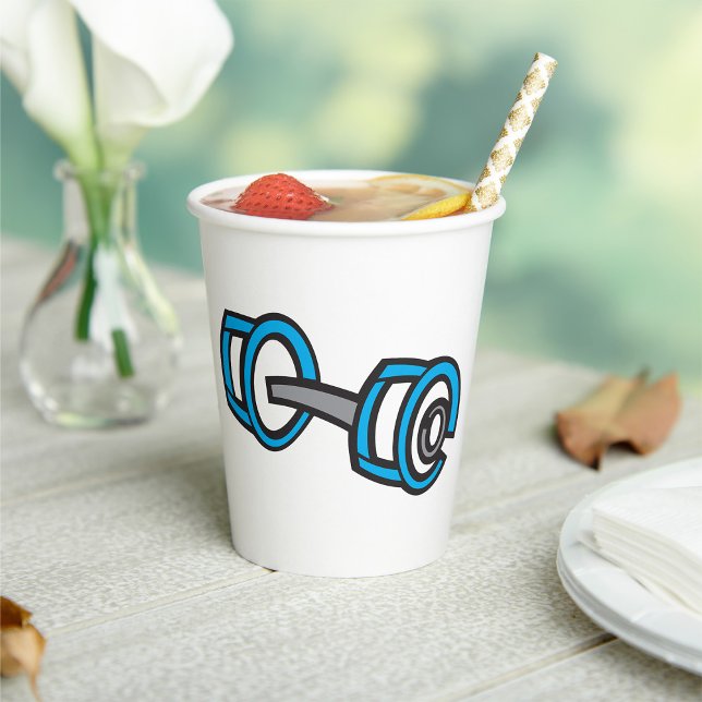 Gobelets En Papier Cool Dumbbell Fitness Blue and Grey Graphisme (Créateur téléchargé)