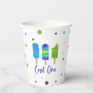Gobelets En Papier Cool Un 1er anniversaire bleu vert