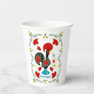 Gobelets En Papier Coq traditionnel du Portugal en noir