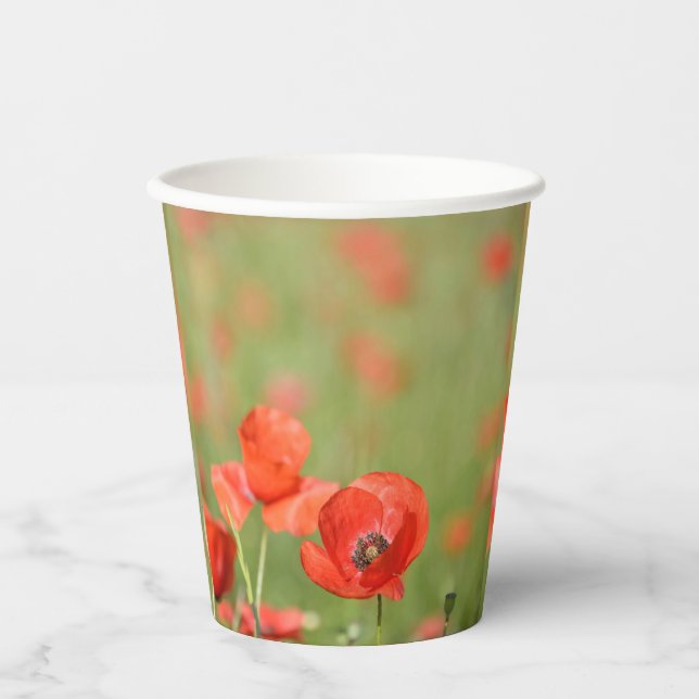Gobelets En Papier Coquelicot rouge (Recto)
