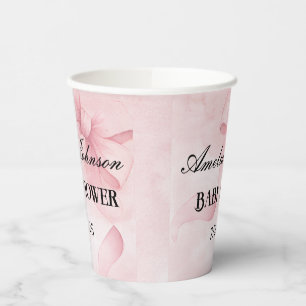 Gobelets En Papier Coquette au ruban rose pâle pour fille Baby shower