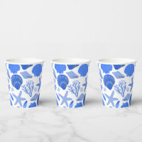 Coquilles Bleues et Motif de Corail Plage Personna