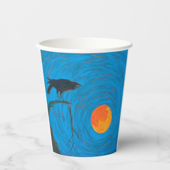 Gobelets En Papier Corbeau et Pleine lune (Recto)