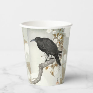 Gobelets En Papier Corbeau Koson Oiseau Japonais Corneille