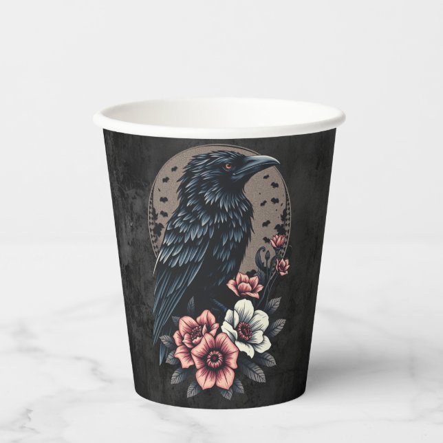 Gobelets En Papier Corbeau noir (Recto)