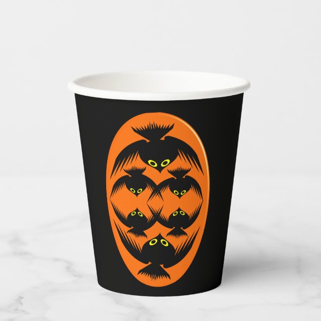 Gobelets En Papier Corbeaux d'Halloween (Recto)