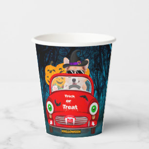 Gobelets En Papier Corgi Chien Conduite voiture effrayant Halloween