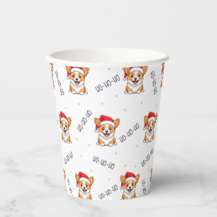 Gobelets En Papier Corgis à Santa Hats Motif de Noël