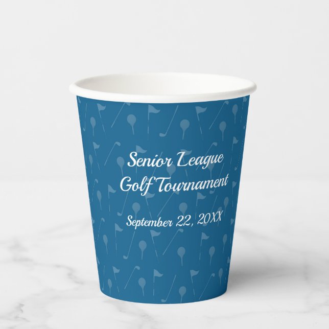 Gobelets En Papier Corporate Blue Grey Golf Pattern - Paper Cup (Recto)
