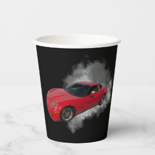 Gobelets En Papier Corvette rouge avec fumée grise arrière - plan amo