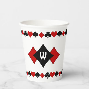 Gobelets En Papier Costumes Art Déco rouge et noir Monogramme