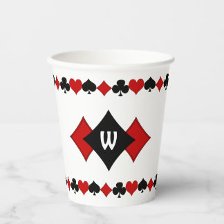 Gobelets En Papier Costumes Art Déco rouge et noir Monogramme