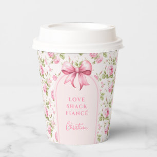 Gobelets En Papier Cottage rose Rose avec Bow Love Shack Fiance