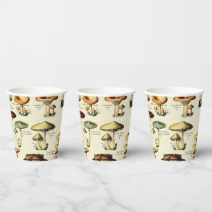 Gobelets En Papier Cottagecore Champignons Naturaliste Vintage