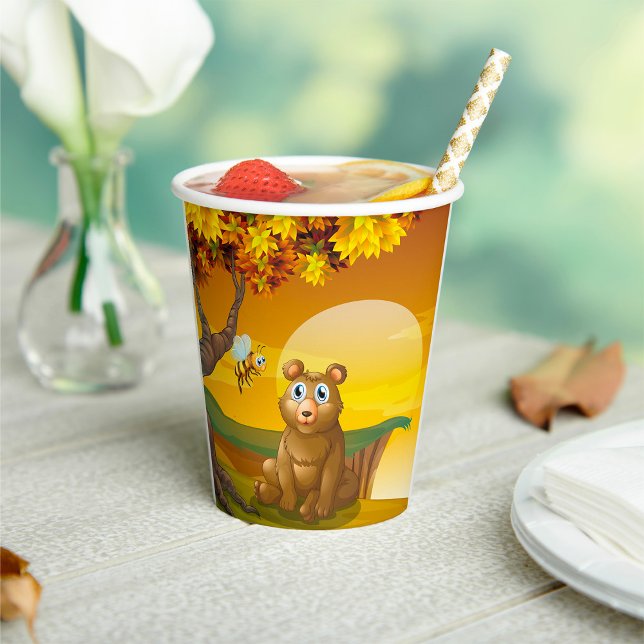 Gobelets En Papier Coucher de soleil de l'ours Brown (Créateur téléchargé)